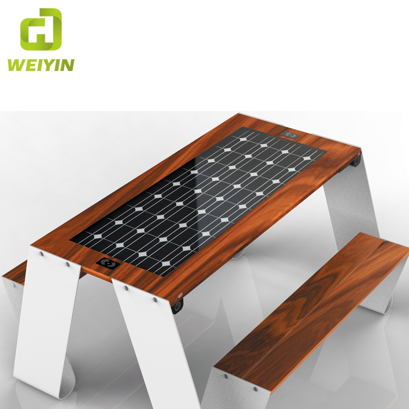 Utomhus Mobiltelefon Laddning Smart Solar Picnic Steel Bordsbänkleverantör