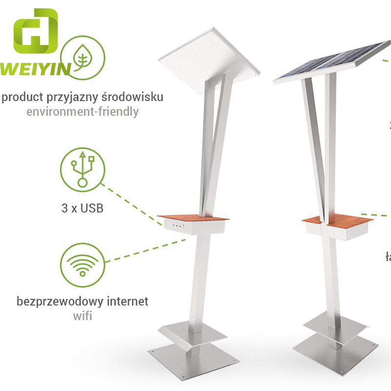 Minimalistisk design Smart Solar Powered USB Mobil Laddningsstation för grupper och parker