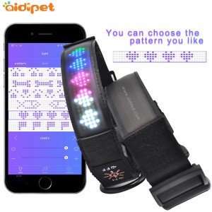 Wholesale Nylon Dog Collar Round Rope Integrerad dragkedja med skärm blinkande