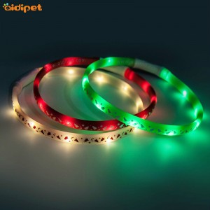 Mode Led Pet Ljus Upp Hund Uppladdning Silikon Belysning Reflekterande Led Hund Spår Vattentät Halsband Krage
