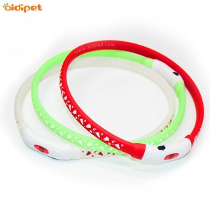 Mode Led Pet Ljus Upp Hund Uppladdning Silikon Belysning Reflekterande Led Hund Spår Vattentät Halsband Krage