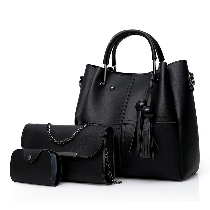 HD0827--3 PCS Per Set Kvinnor PU Läder Tote PU Läder Bärbar Handväska PU Läder Myntväska