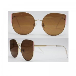 Partihandel Custom Logo Metal Solglasögon Kvinnor Big Cat Eyes Frame