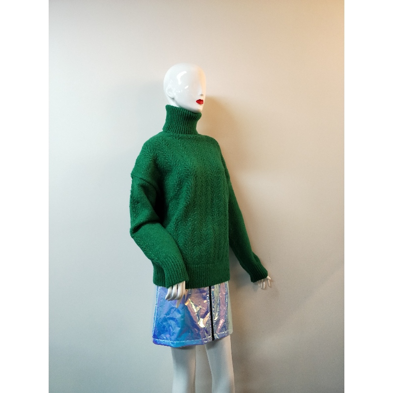 PURE COLLECTION GREEN HIGH-COLLAR SWEATER RLWS0130F