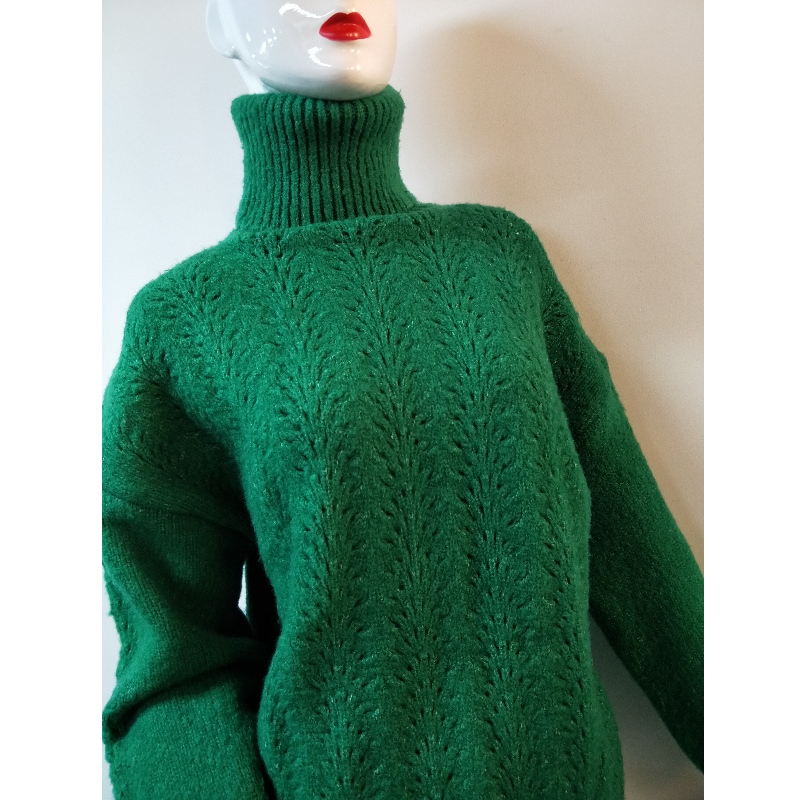 PURE COLLECTION GREEN HIGH-COLLAR SWEATER RLWS0130F