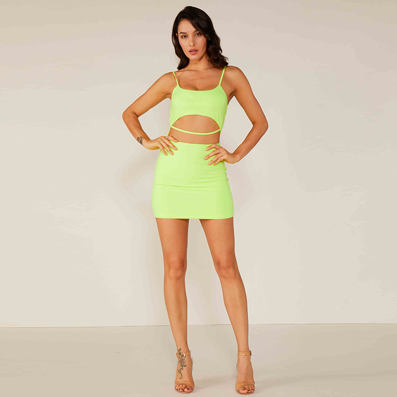 Professionell Factory Oem Custom Sexy Fluorescerande Green Sexy Club Beach Dress Kvinnors Style