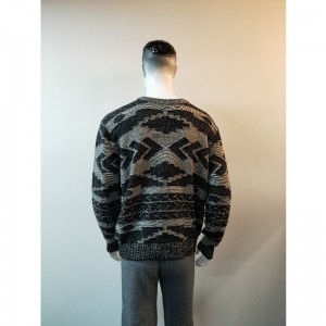 GRÅ PRINT CREW HECK SWEATER RLMS0003F
