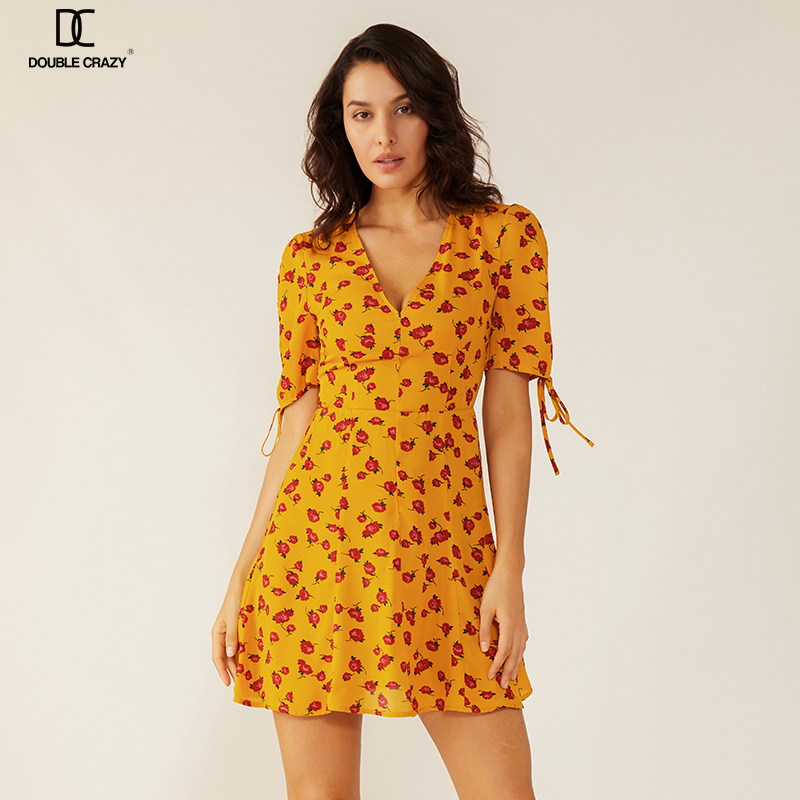 Professionell fabrik Oem Kvinnor Sommar Casual Swing Floral Print Dress