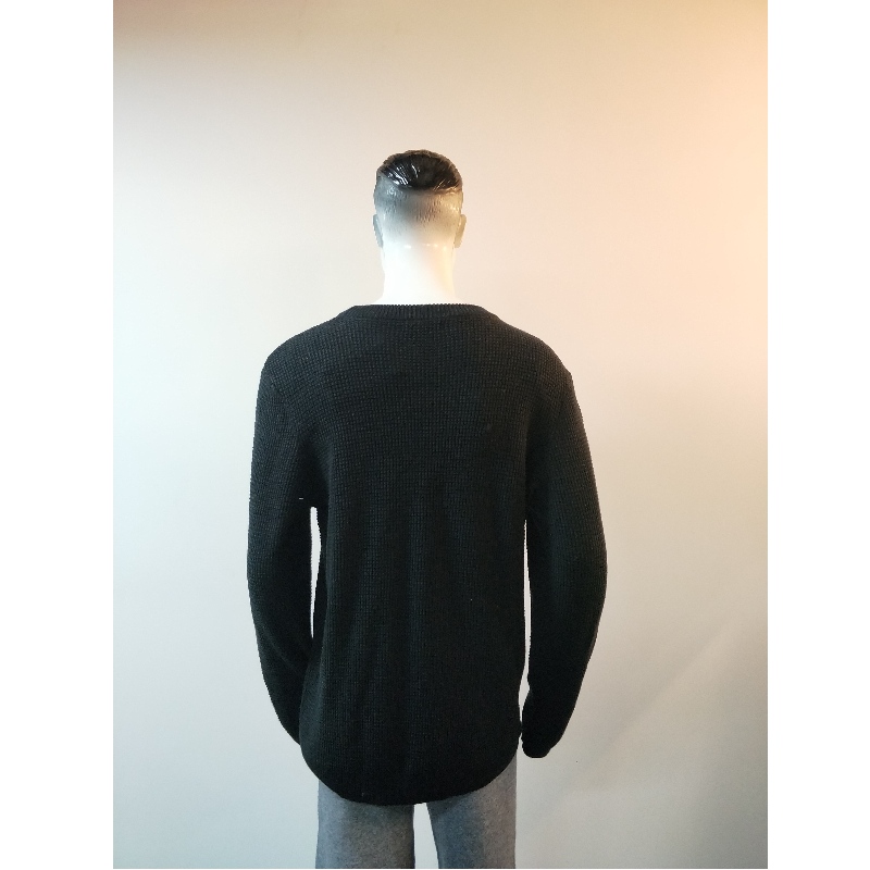 REN COLLECTION BLACK CREW HECK SWEATER RLMS0017F