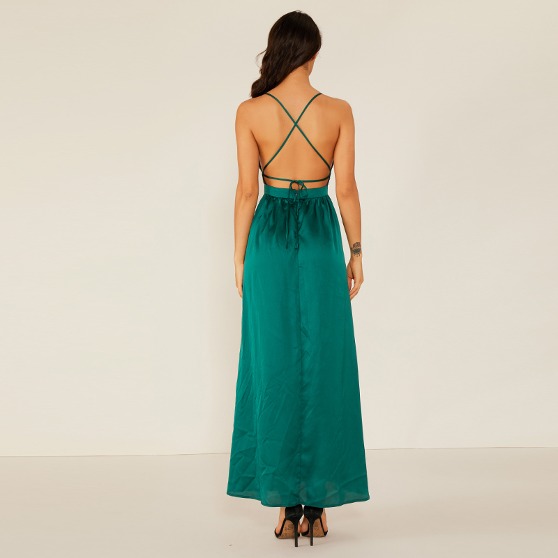 Custom Oem Summer Green Coctail Off Shoulder Sexig kväll Backless X Lady Elegant Dress Women WM0005