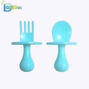 Amazon Hot Selling Babyutensils Safe Self Feeding Spoon and Fork First Spoon and Fork Set for Toddler