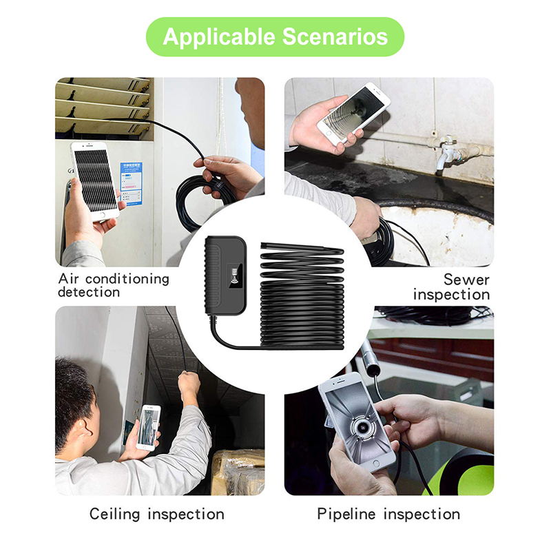 Auto Focal Wireless Endoscope 5.0 Megapixlar HD WiFi Borescope Vattentät inspektion Orm Camerafor Android, iOS och Windows, iPhone, Samsung, Tablet, Mac 3.28ft