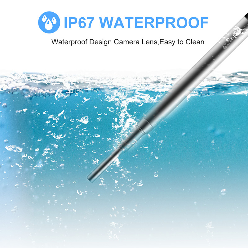 WiFi Otoscope 3 in 1 3,9 mm Borescope Inspection Ear Wax Remover Tool 720P Vattentät kamera med 6 justerbar LED Kompatibel med Android och iOS