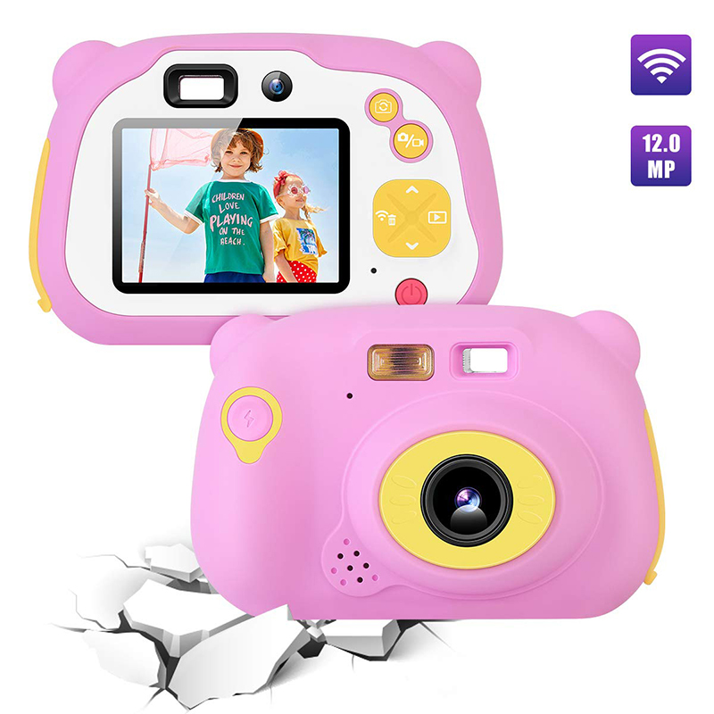 Barnkamera 8.0MP Uppladdningsbar Digital främre och bakre Selfie-kamera Barnvideokamera, leksaker gåva för 4-10 år gamla pojkar och flickor