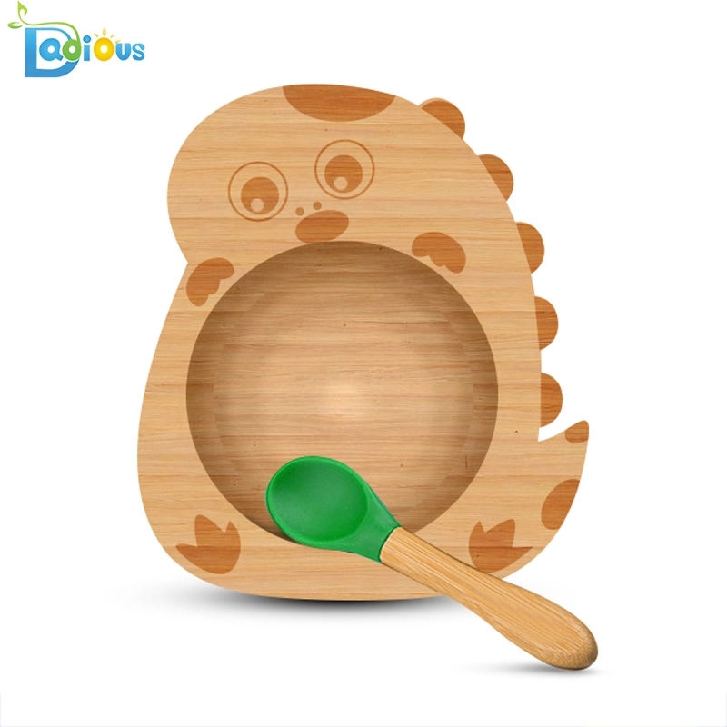 Nya produkter Bambumatningsuppsättning Babyplattor och skålar Hållbar Bambusugplatta uppdelad trä Babyplatta