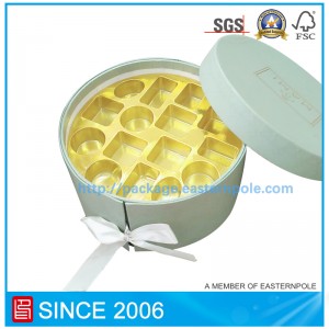 Lyxig styv rund chokladlåda med dubbla lager