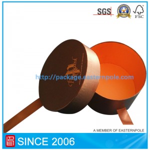 Lyxig rund chokladask med bandstängning