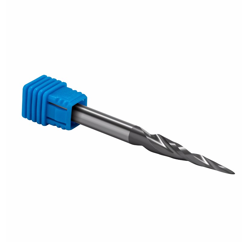 CNC Carving Wolfram Carbide HRC55 med Tiain-belagda routerbitar 4,82 Deg avsmalnande vinkelkula Spetsradie = 0,5 mm X 1/4