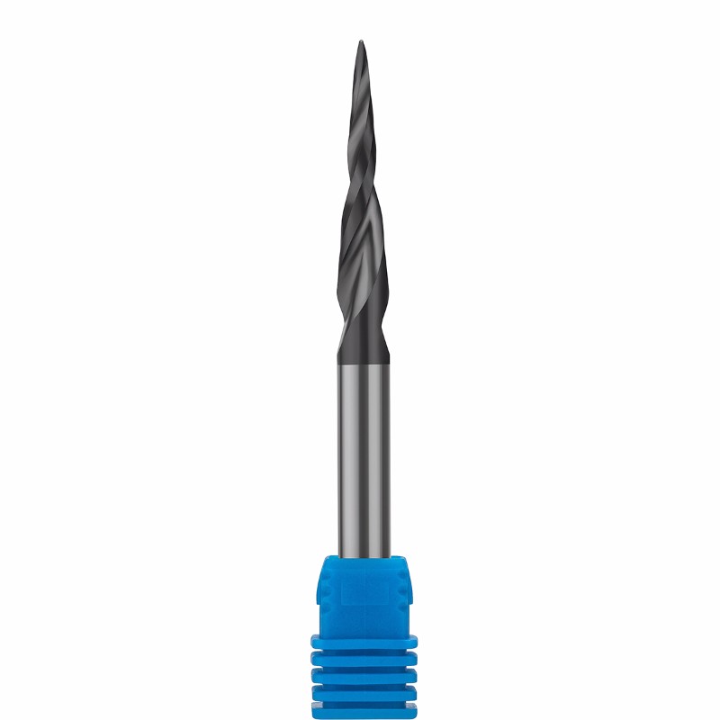 CNC Carving Wolfram Carbide HRC55 med Tiain-belagda routerbitar 4,82 Deg avsmalnande vinkelkula Spetsradie = 0,5 mm X 1/4