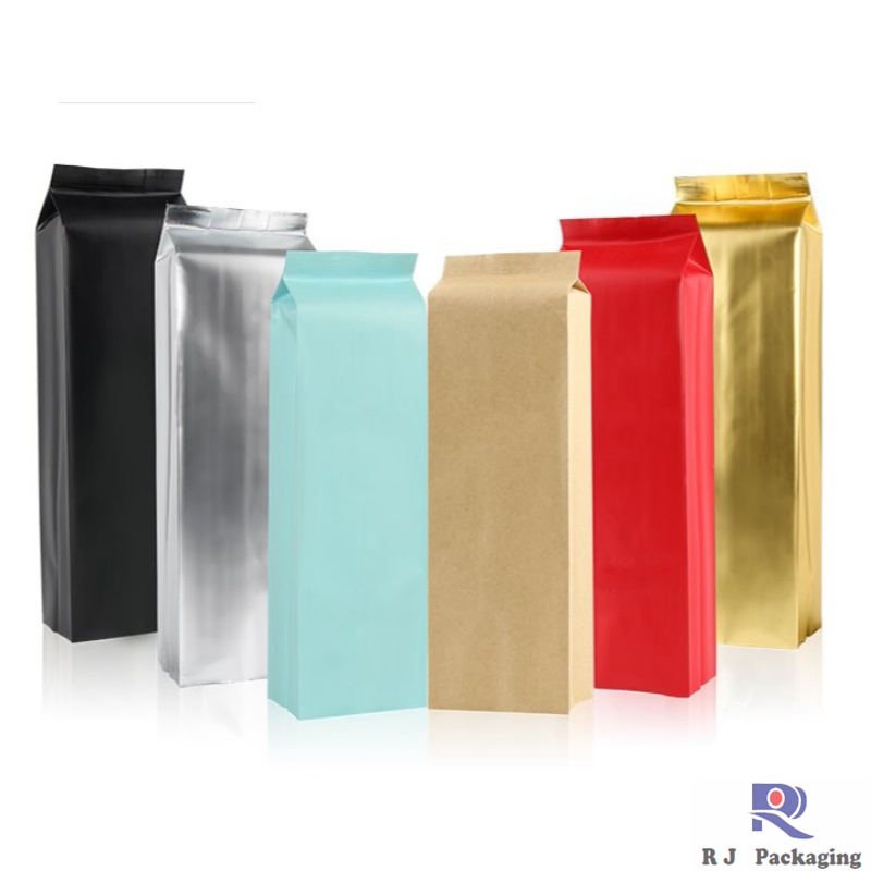 Partihandel i sidovägg Valvat matt eller blank aluminiumfolie Kaffeväska 250 g 500 g 1000 g