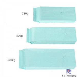 Partihandel i sidovägg Valvat matt eller blank aluminiumfolie Kaffeväska 250 g 500 g 1000 g