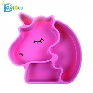FDA Silicone Grip Dish Sugplatta Delad småbarnsplatta BPA Free Silicone Baby Plate