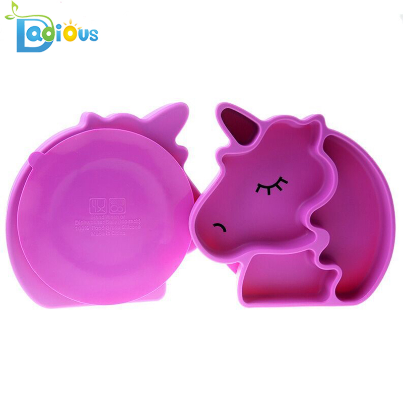 FDA Silicone Grip Dish Sugplatta Delad småbarnsplatta BPA Free Silicone Baby Plate