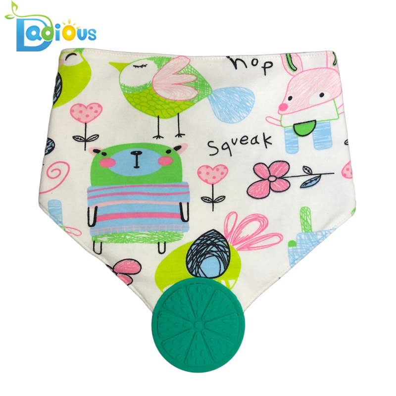 Vändbar 100% naturligt bomull Baby Boy Tandlappar Haklapp Flamingo Teething Bandana Bib