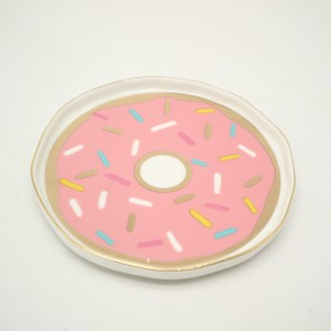 Keramisk smyckeskylt Tjejsmycken Ring Förvaringsplatta Gyllene keramikringfat