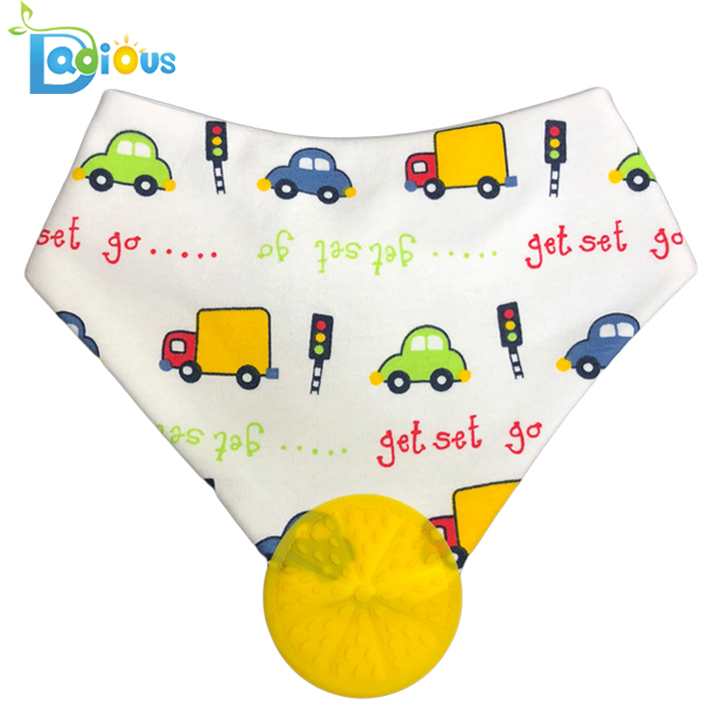 Amazon Bästsäljande bomullsmössa med teether Boy Teether Bib Bandana Teething Bibs för flickor