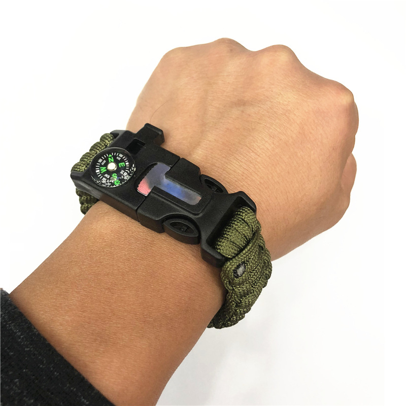 Utomhus multifunktionell kreativ överlevnad nödklocka vävda termometer armband