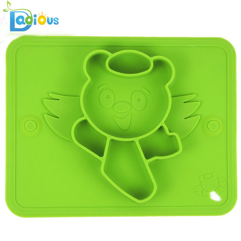 Anpassad logotyp Silikon Baby Placemat Barnmatningsplatta med sugkopp passar de flesta barnstolskålar