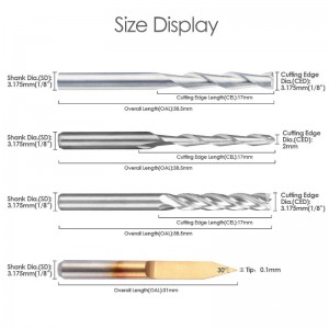 End Mill kombination Kit Set CNC Router Bits Cutter Cutting Milling Tool (4 typ, var 10 st) Inklusive Flat Nose / Ball Nose End Mill, 30 ° V-form graveringsbitar och 4 flöjter End Mill