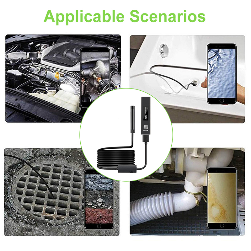 Trådlöst endoskop 2,0 megapixlar HD WiFi Borescope USB-gränssnitt vattentät inspektion Orm Camerafor Android, iOS och Windows, iPhone, Samsung, Tablet, Mac