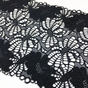 Nylon spandex elastisk bred spets med 18 cm bred för underkläder eller plagg