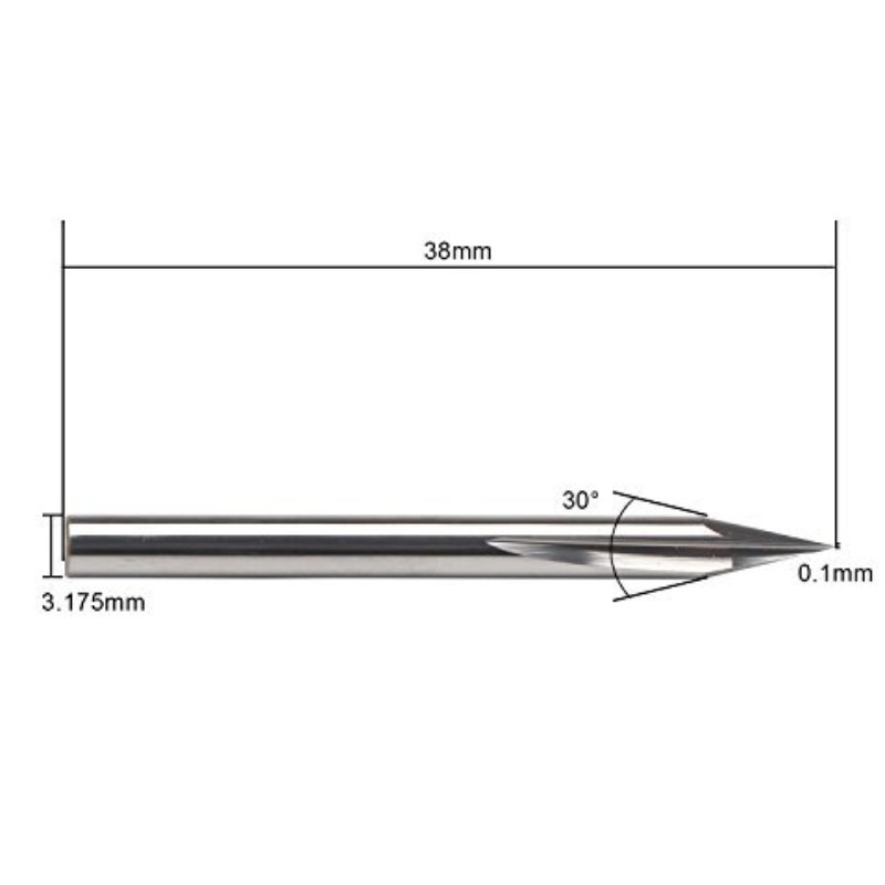 Metallgraveringsbit, EnPoint 30-graders V-bit hårdmetall Tuff spets Cone-form CNC-gravyrbit med 2-flöjts Striaght-spår 1/8 