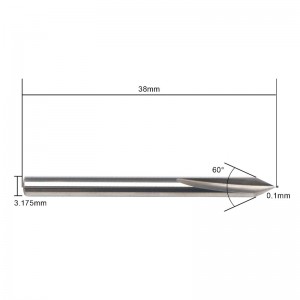 60-graders V-bit, EnPoint-metallgraveringsbit Karbid Tuff spets Konformform CNC-gravyrbit med 2-flöjt 1/8 \