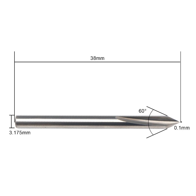 60-graders V-bit, EnPoint-metallgraveringsbit Karbid Tuff spets Konformform CNC-gravyrbit med 2-flöjt 1/8 