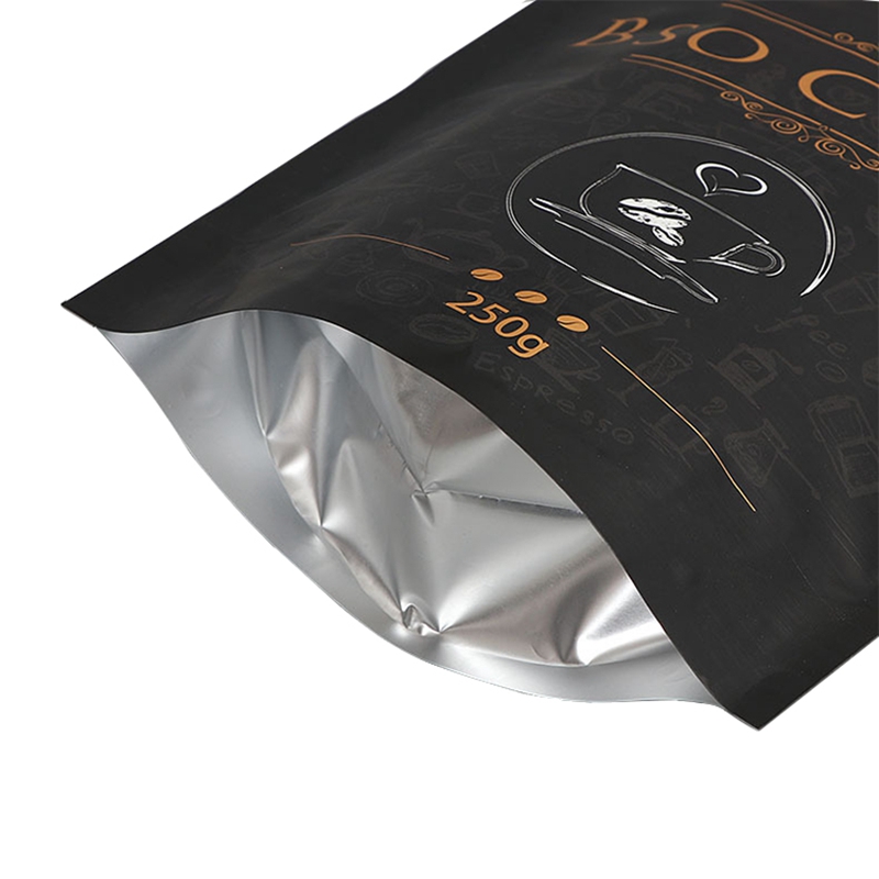 Anpassad logotyp kaffepåsar återanvändbar stand up-väska med ziplock Förpackningspåsar för kaffe