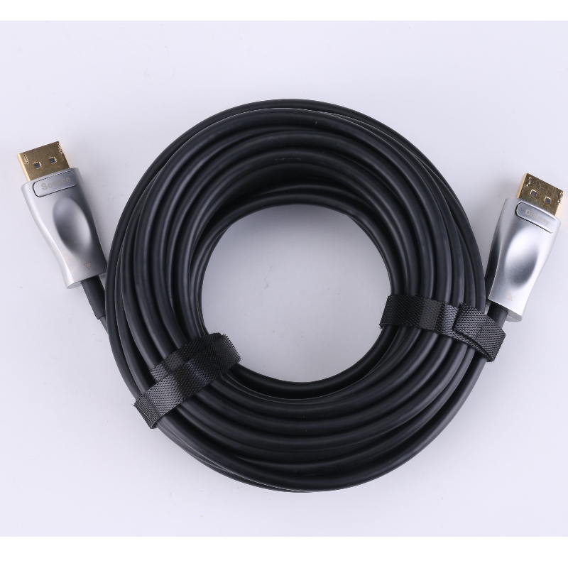 Billigt stöd för optisk kabel av hankön till hankön DisplayPort 1.4 AOC fiber 8k@60Hz 332.4Gbps 30m längd