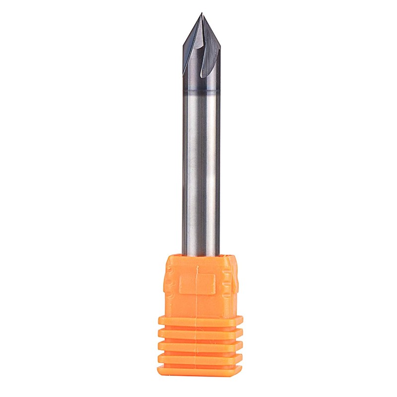 Carbide Chamfer End Mill V Groove Router Bit 60 grader, 4 flöjter, 1/4 tum skaft för CNC Carving and Chamfering