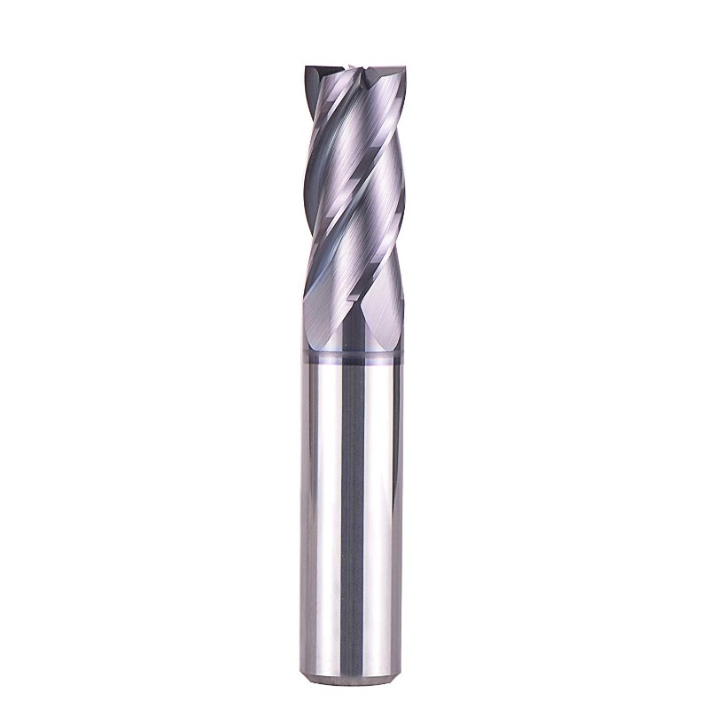 4 flöjter CNC slutkvarn, fyrkantig näsa 1/2 tum skaftdiameter, 3 tum lång totalt, spiral router bit med belagd