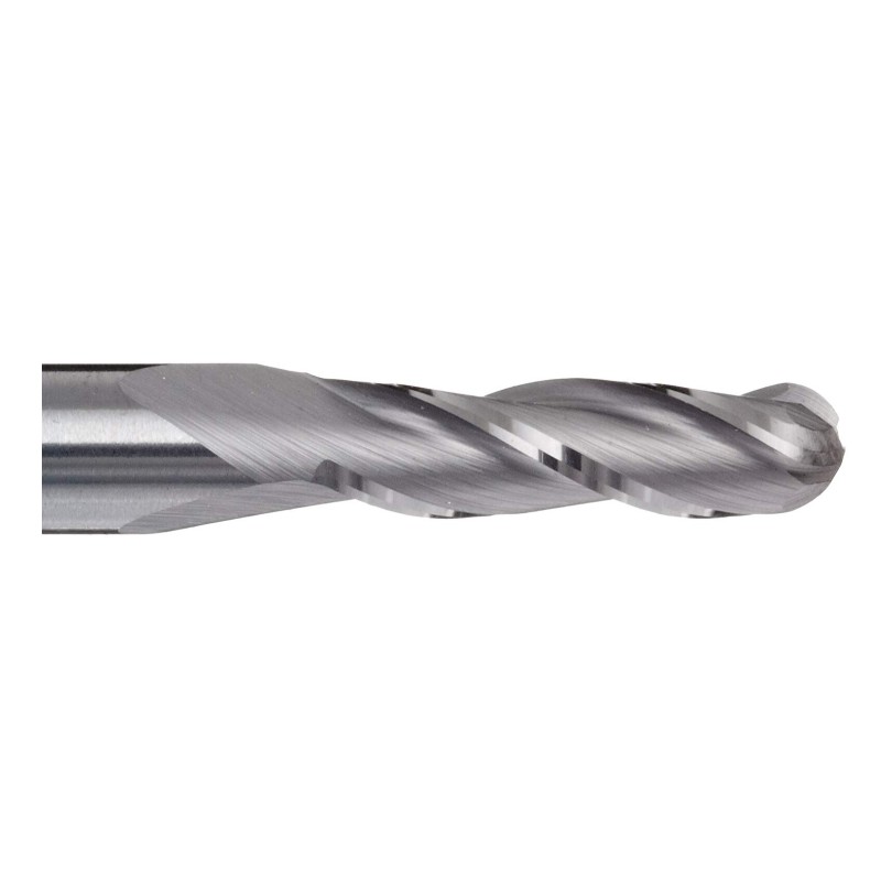 Carbide Micro Ball Nose End Mill, AlTiN Monolayer Finish, 30 Deg Helix, 3 Flutes, 1.5000 