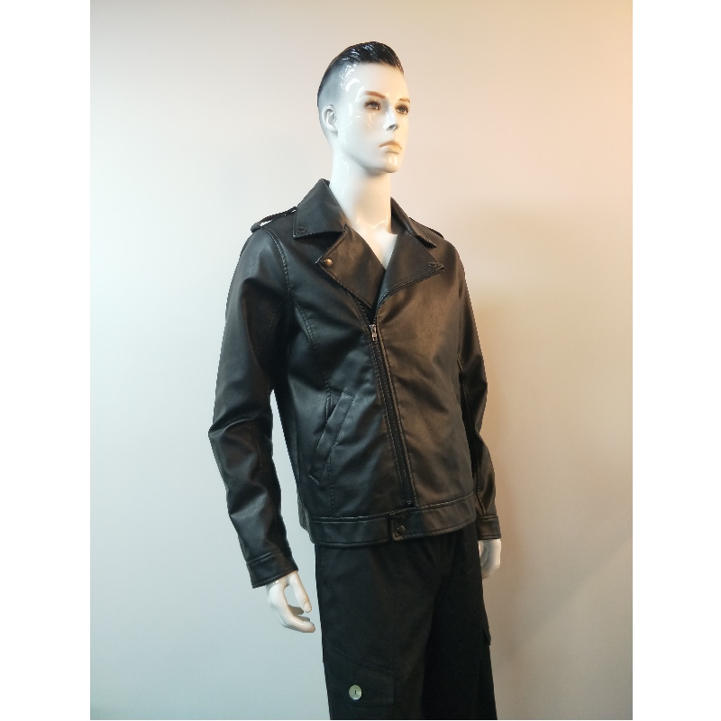 MÄNS SVART PU BIKERJACKA RLMPJ0001