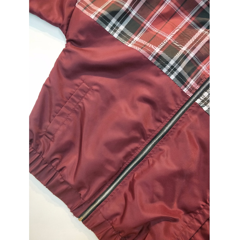 LADIES BURGUNDY PLAID JACKET RLWJ0002