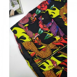 LADIES DRAGON PRINT PUFFER COAT RLWPC0004