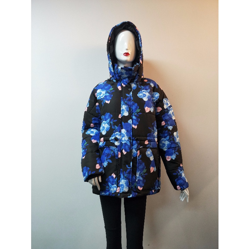 LADIES FLORAL PRINT PUFFER COAT RLWPC0006