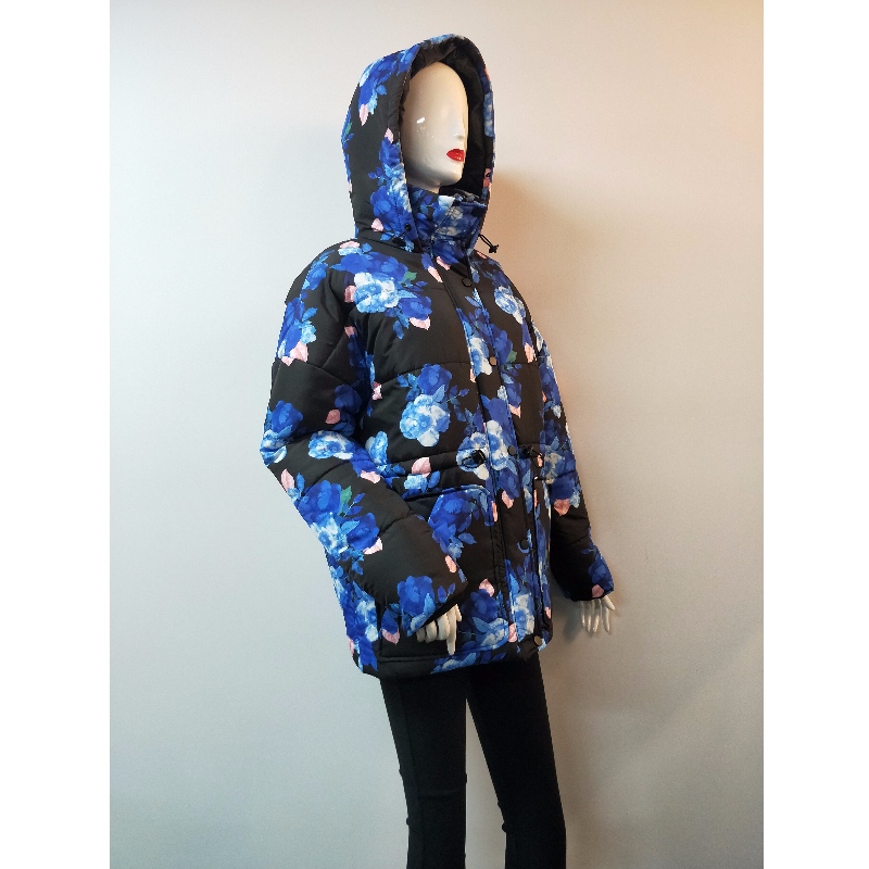 LADIES FLORAL PRINT PUFFER COAT RLWPC0006