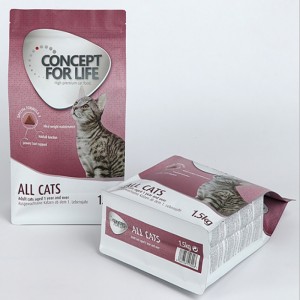 Plastpåsar med platt botten med blixtlås åtta sido-förseglade plastpåsar för förpackning för husdjursmat