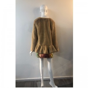 DAMERS BRUN COLLARLESS FUR COAT RLWF0015